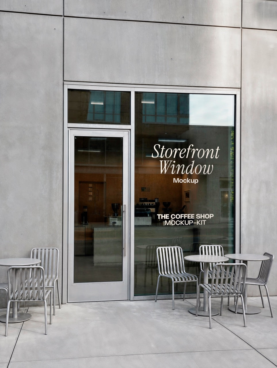 Storefront window decal mockup for a coffee shop. Window decal mockup ready for your café logo and branding. Window decal mockup, storefront mockup, signage mockup, coffee shop mockup, café mockup, glass sticker mockup, high quality mockup, PSD file.