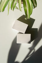 box packaging mockup PSD with three stacked paper boxes on sunlit desk and plant shadows